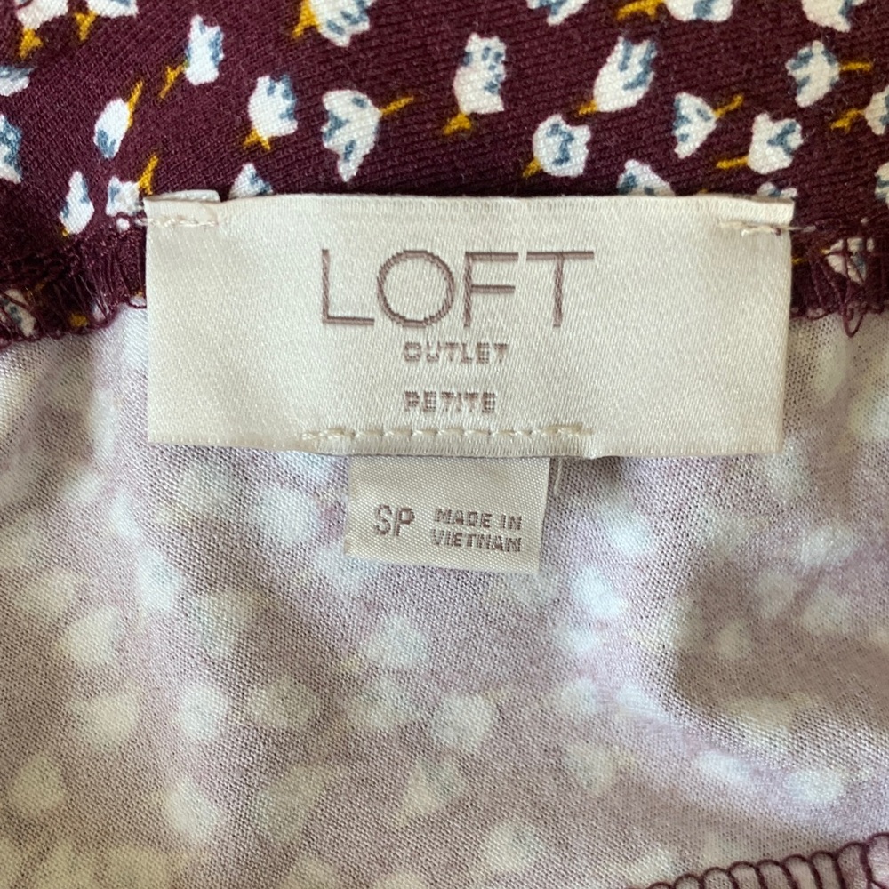 Loft Outlet Petite Maroon Swing Dress 3/4 sleeves size small - Picture 12 of 15